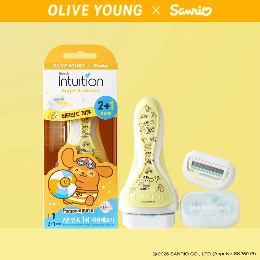 Schick Intuition Vitamin C Radiance Women's Razor — Pompompurin (handle + 2 refill blades, 1 pack)